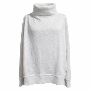 Free People We The Free  Oversized Funnel Neck Pullover Cotton  White Size L